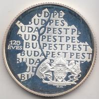 1998. 750Ft Ag "Budapest egyesítésének 125. évfordulója" T:PP Dísztokban. Tanúsítvánnyal