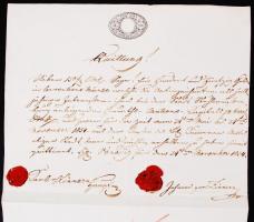 1854 1 Lira 50 Cent-es szignettás irat Velencéből