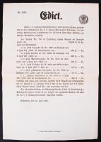 1860 Német nyelvű árverési hirdetmény SOPRON-ból 50kr hirdetvény szignettával