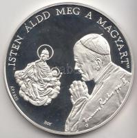 Bognár György (1944-) / Lebó Ferenc (1960-) 1991. "II.János Pál pápa látogatása - Pécs" Ag emlékérem (31,1g/0.925/42,5mm) T:PP Dísztokban sorszámozott tanúsítvánnyal