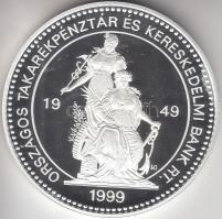 Kiss István (1927-) 1999. "50 éves az OTP" Ag(0.999) emlékérem dísztokban (31,1g/42,5mm) T...