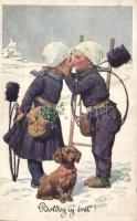 New Year, chimney sweeper couple B.K.W.I. 2776-2 s: K. Feiertag
