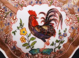 1887 Fischer Vilmos lepkés dísztálka, kézzel festett, fajansz, jelzett, hibátlan, h: 21 cm