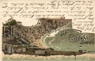 Biarritz Grande Plage / beach litho (fa)