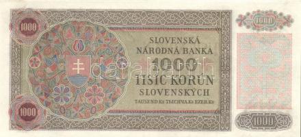 Szlovákia 1940. 1000K T:II
Slovakia 1940. 1000 Korun C:XF
Krause 13