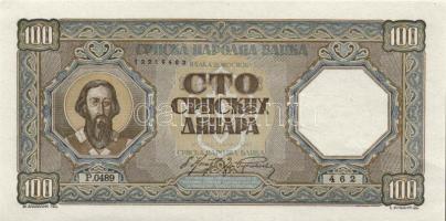 Szerbia / Német megszállás 1943. 100D T:I Serbia / German occupation 1943. 100 Dinara C:UNC Krause 33