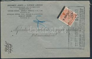 1926 Ajánlat borítékja 10.000K városi bélyeggel, hátoldalon szép olvasható városbélyegző