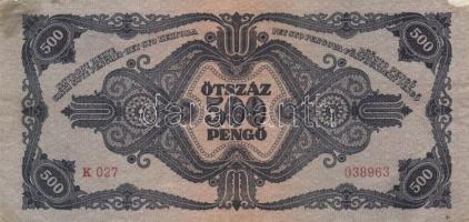 1945. 500P orosz "P" betű helyett magyar "N" betű T:III ragasztott
Adamo P19h