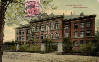 Haldensleben, Neuhaldensleben; school; on the back side signal of the "Globus/Globe", International society of postcard collectors