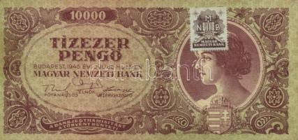 1945. 1000P + 10.000P hibás bélyeggel ("B") T:II,III Adamo P22e, 23e