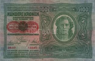 1912. 100K piros "Deutschösterreich" felülbélyegzéssel, mindkét oldal német T:III
Adamo SK...