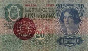 1913. 20K piros "Magyarország" körbélyegzővel T:III kis lyuk
Adamo K17B
