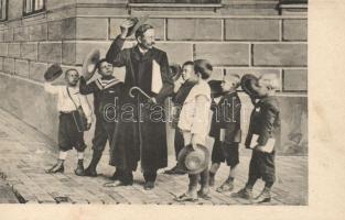 Children, students, "Patria" advertisement on the back side