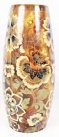 Zsolnay virág mintás váza, kézzel festett, eozin mázzal, jelzett (körpecsétes CCa 1900), formaszám:5...