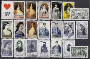 21 db Erzsébet (Sisi) osztrák császárnét ábrázoló reklámbélyeg