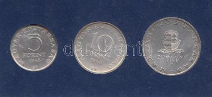 1948. 5Ft Ag "Petőfi" + 10Ft Ag "Széchenyi" + 20Ft Ag "Táncsics" "Szabadságharc" sor T:1 Eredeti sérült MNB plasztik tokban Adamo EM1,2,3