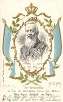 1901 Zur Erinnerung an den 80. Geburtstag Seiner kgl. Hoheit Prinz Regent Luitpold von Bayern / 80th Birthday annivesary of Luitpold, Prince Regent of Bavaria. flag, gloden Emb. Kunstverlag J. Silberstein
