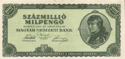 1946. 100.000.000MP (10x) T:I-,II(mind hajtatlan, csak foltosak)