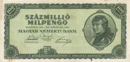 1946. 100.000.000MP (10x) T:I-,II(mind hajtatlan, csak foltosak)