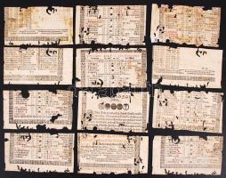 1634-1639 Töredékek német kalendáriumokból, 12 db