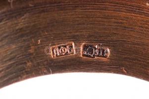 Aranyozott ezüst (Ag.)teás pohár tartó, jelzett, rekeszzománc díszítéssel, bruttó:180 g m:8 cm, d:6,...