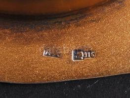 Aranyozott ezüst (Ag.)teaszűrő, jelzett, rekeszzománc díszítéssel, bruttó:43 g, d:7 cm / Gold platet...