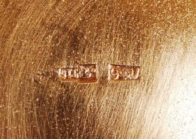 Aranyozott ezüst (Ag.)mini tálka, jelzett, rekeszzománc díszítéssel, bruttó:48 g, d:8,5 cm / Gold pl...