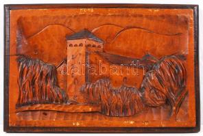 1948 Finn fafaragás Sebes Gusztáv az Aranycsapat legendás edzőjének ajánlva /  1948 Finnish wood carving dedicated to Gusztav Sebes, coach of the Hungarian Golden team. 30x20 cm