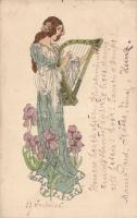 Lady, Art Nouveau postcard, M. M. Vienne Nr. 111.