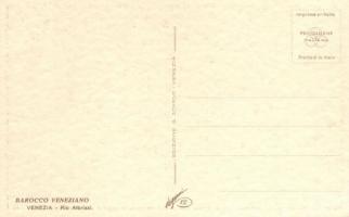 Barocco Veneziano, Rio Albrizzi, canal, Italian art postcard s: Bertani