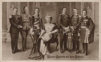 Augusta Victoria of Schleswig-Holstein with his sons, William, German Crown Prince, Prince Eitel Friedrich, Prince Adalbert of Prussia, Prince August Wilhelm of Prussia, Prince Oskar of Prussia, Prince Joachim of Prussia
