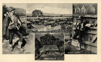 Kárpátalja ruszin favágó és fiú / Transcarpatia, Rusin lumberjack and boy, folklore