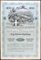 Ausztria / Bécs 1908. 4%-os államadóssági kötvény 200 Koronáról törlesztési tervvel T:II Austria / Vienna 1920. "Staatsschuldverschreibung" bond about 200 Corona  with repayment plan C:XF