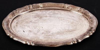 Alpakka tálca üveg betéttel, hibátlan, 40×28 cm