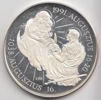Fritz Mihály (1947-) 1991. "II. János Pál Pápa Szombathelyen 1991. Augusztus 16-20" Ag emlékérem (31.17g/0.999/42,5mm) T:PP