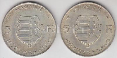 1947. 5Ft Ag "Kossuth" (2x) T:2-