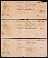 1915-1918 Szeged, 3 db díjkötelezvény a Magyar-francia biztosító részvénytársaságnak.