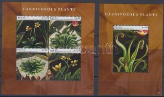 Húsevő növények kisív + blokk, Carnivorous plants mini-sheet + block
