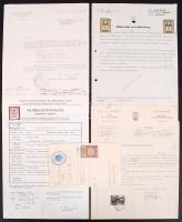 1902-1955 Vegyes nyelvű (francia, belga, szlovák, osztrák) iratok okmánybélyegekkel, 5 db.