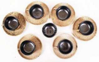 Bod jelzéssel 6 db kerámia mokkás csésze és csészealj és egy cukortartó, egy csésze füle alig észrev...