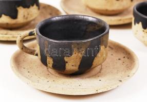 Bod jelzéssel 6 db kerámia mokkás csésze és csészealj és egy cukortartó, egy csésze füle alig észrev...