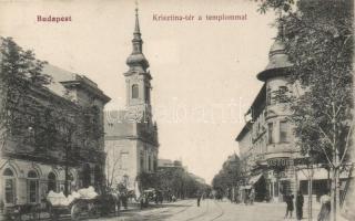 Budapest I. Krisztina tér, templom, cukrászda