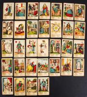 Antik jóskártya, közepes állapotban, 32 db-os