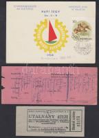 1923-1937 Vegyes nyomtatványok (Szent Margitsziget Gyógyfürdő Utalvány, Balatoni Nyári Egyetem napi jegy bélyeggel, távbeszélőjegy).