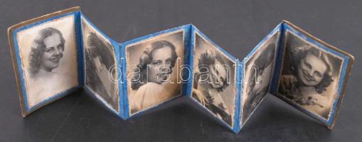 cca 1940 Royal Photo, 6db-os portrésorozat leporellóba ragasztva (itt-ott foltos), 9x6,5cm