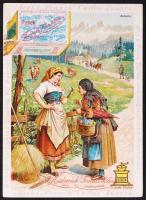 Aecht "Franck" kávé hozzávalók színes német nyelvű reklámnyomata, 11x15 cm.