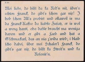 Aecht "Franck" kávé hozzávalók színes német nyelvű reklámnyomata, 11x15 cm