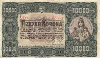 1923. 10.000K (3x) klf nyomdahely jelöléssel! T:III,III-