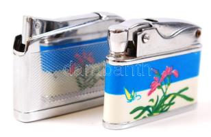 2 db tölthető fém öngyújtó, Jet-Lite és Sunflower jelzéssel.