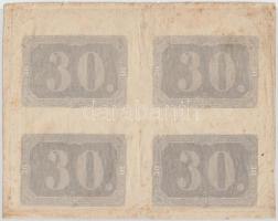 1849. 30Kr csak előlapi alapnyomat összefüggő négyes tömbben! T:III RR!